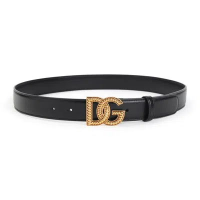 Dolce & Gabbana Dg Logo Belt In Black