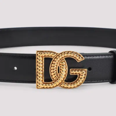 Dolce & Gabbana Dg Logo Belt In Black