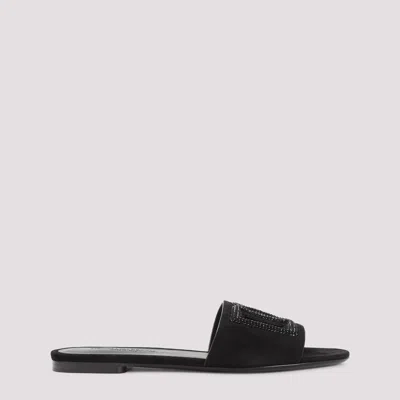 Dolce & Gabbana Dolce&gabbana Women Dg Logo Rubber Beachwear Sliders In Black