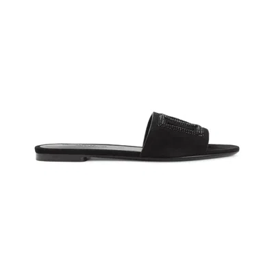 Dolce & Gabbana Dolce&gabbana Women Dg Logo Rubber Beachwear Sliders In Black