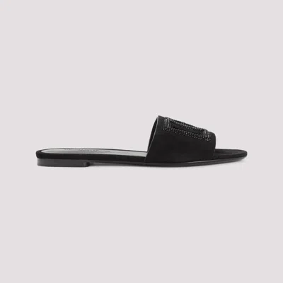 Dolce & Gabbana Dolce&gabbana Women Dg Logo Rubber Beachwear Sliders In Black