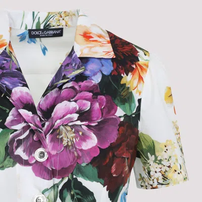Dolce & Gabbana Midi Poplin Dress With Flower Bouquet Print Dolce E Gabbana In Multi