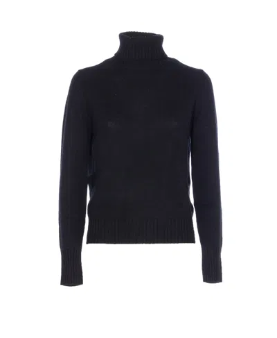 Allude Wool And Cashmere Turtleneck Sweater In Black