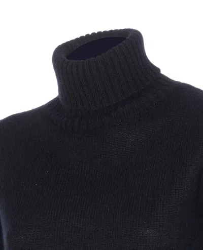 Allude Wool And Cashmere Turtleneck Sweater In Black