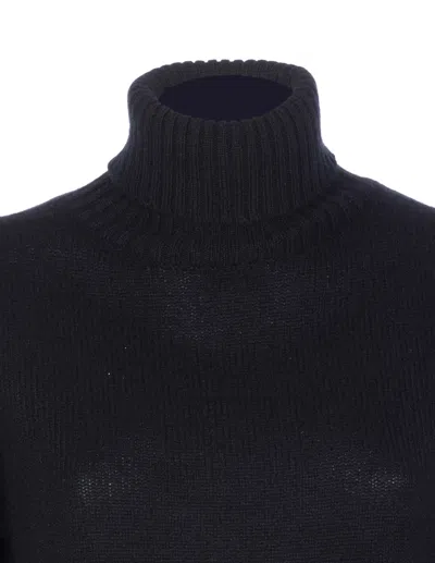 Allude Wool And Cashmere Turtleneck Sweater In Black