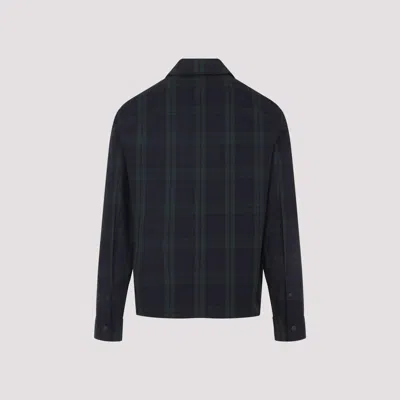 Moncler Cotton Gabarine Shirt Jacket With Check Pattern In Black