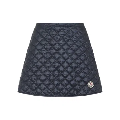 Moncler Minigonna In Nylon Blu Notte Donna In Blue