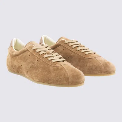Common Projects Streamlined Suede Sneakers With Perforated Rubber Sole In Brown