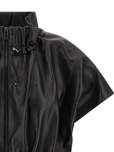 Magda Butrym Elasticized Leather Peplum Jacket In Black In Black