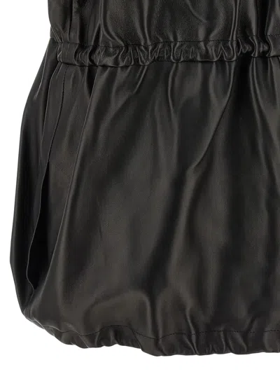 Magda Butrym Elasticized Leather Peplum Jacket In Black In Black