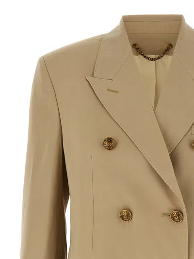 Golden Goose Womens Double-breasted Blazer In Sand With Gold Heraldic Buttons In Gold