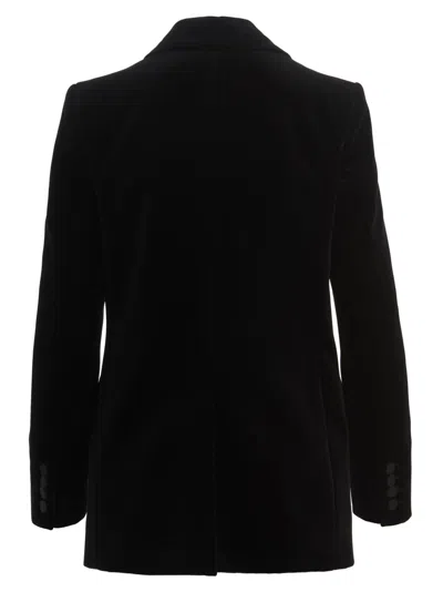 Blazé Milano Blaze Milano Everyday Double-breasted Velvet Blazer In Black