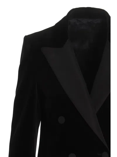 Blazé Milano Blaze Milano Everyday Double-breasted Velvet Blazer In Black