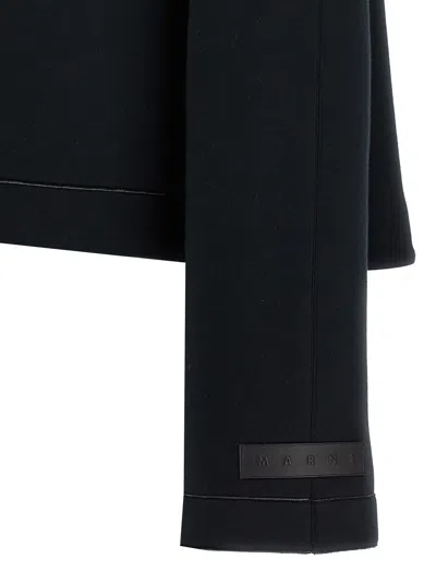 Marni Button-front Jersey Jacket With Classic Collar In Black