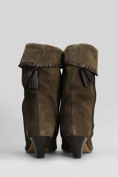Isabel Marant Dalby High Heels Ankle Boots In Khaki Suede In Neutral