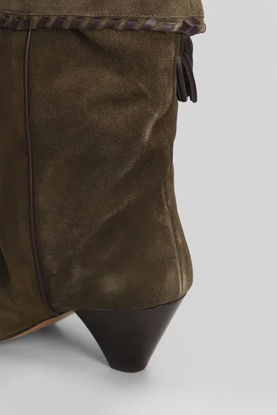 Isabel Marant Dalby High Heels Ankle Boots In Khaki Suede In Neutral