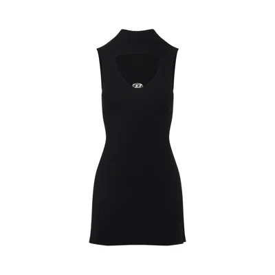 Diesel Mini Wool Dress With Inlay In Black