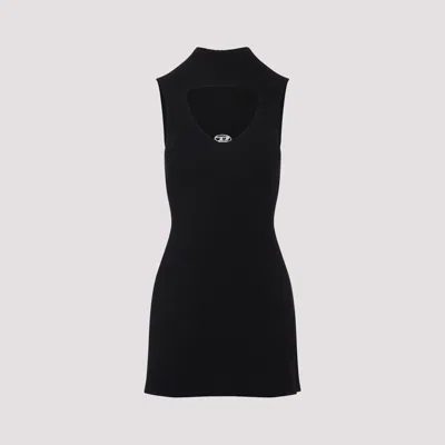 Diesel Mini Wool Dress With Inlay In Black