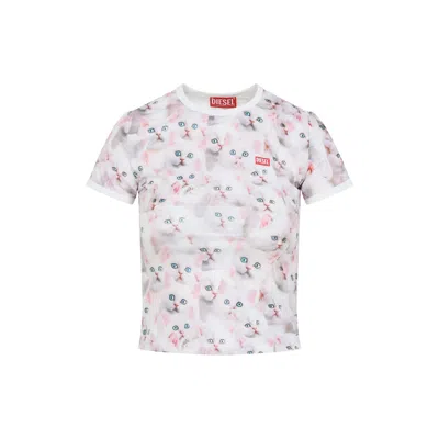 Diesel Cat-print T-shirt With Short Sleeves Throughout In Multi