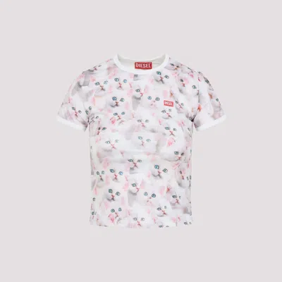 Diesel Cat-print T-shirt With Short Sleeves Throughout In Multi