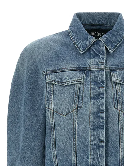 Jacquemus La Veste De-nimes Ovalo Puffer Jackets Light Blue