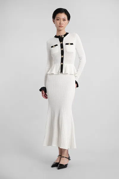 Self-portrait White Midi Dress In Pointelle Knit Self Portrait In White