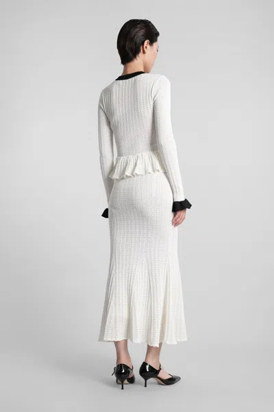 Self-portrait White Midi Dress In Pointelle Knit Self Portrait In White