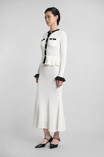 Self-portrait White Midi Dress In Pointelle Knit Self Portrait In White