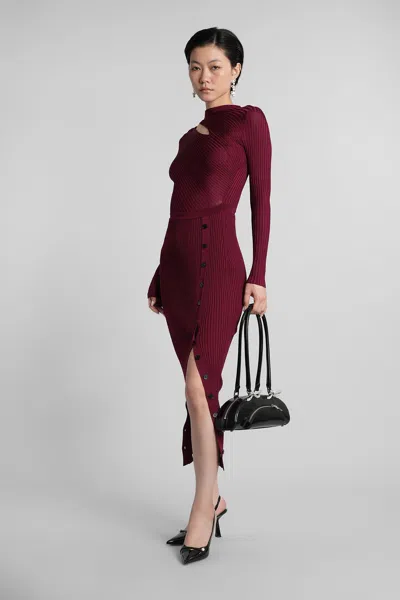Self-portrait Self Portrait Viscose Midi Dress In Burgundy