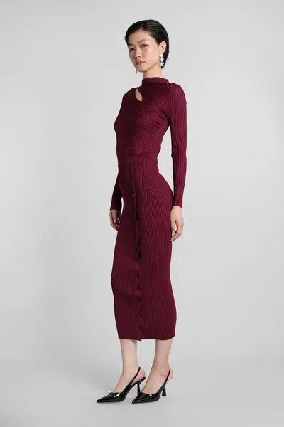Self-portrait Self Portrait Viscose Midi Dress In Burgundy
