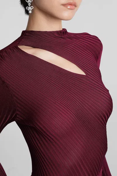 Self-portrait Self Portrait Viscose Midi Dress In Burgundy