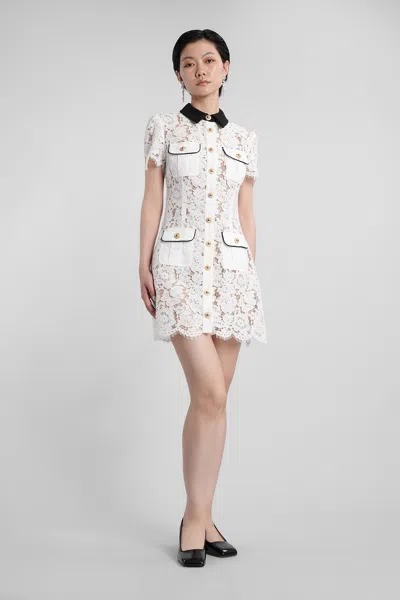 Self-portrait Short Dress With Floral Lace Embroidery Self Portrait In White