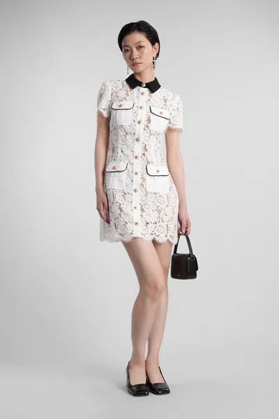 Self-portrait Short Dress With Floral Lace Embroidery Self Portrait In White