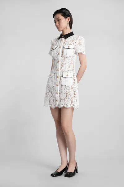 Self-portrait Short Dress With Floral Lace Embroidery Self Portrait In White