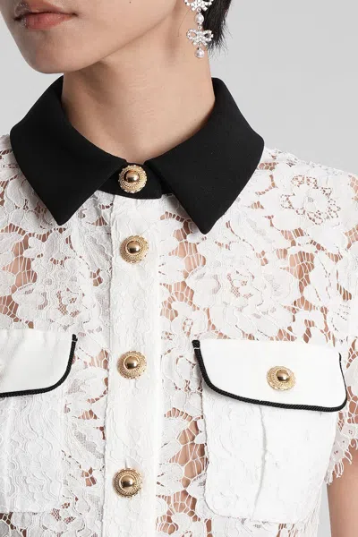 Self-portrait Short Dress With Floral Lace Embroidery Self Portrait In White