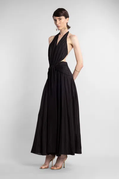 Zimmermann Rhiannon Plunge Halter Maxi Black In Black