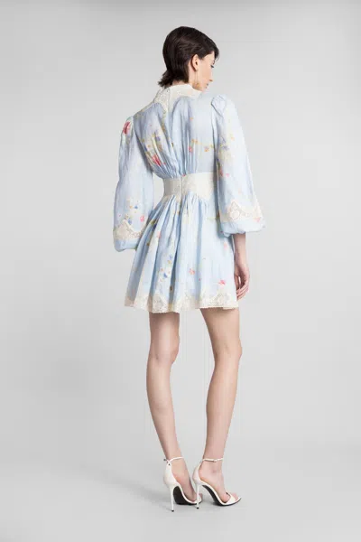 Zimmermann Lucky Linen Mini Dress In Blue
