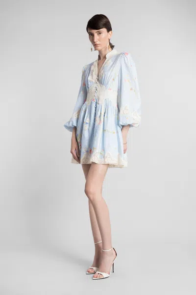 Zimmermann Lucky Linen Mini Dress In Blue
