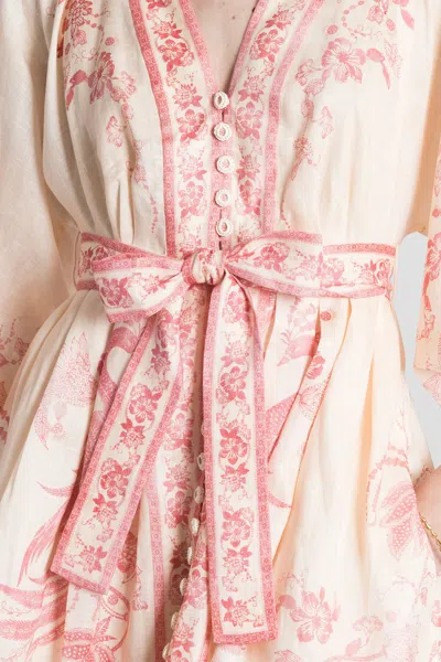 Zimmermann Beige Lucky Printed Mini Dress In White