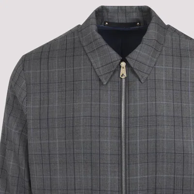 Paul Smith Classic Plaid Wool Jacket With Structured Silhouette In Gray