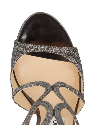 Jimmy Choo Lance Anthracite Lamé Glitter Sandals In Silver | ModeSens
