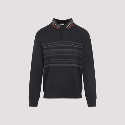 Paul Smith Striped-motif Polo Sweater In Black
