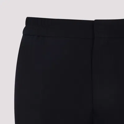 Paul Smith Elastic Waist Texturized Wool Pants In Black