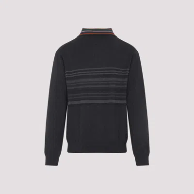 Paul Smith Striped-motif Polo Sweater In Black