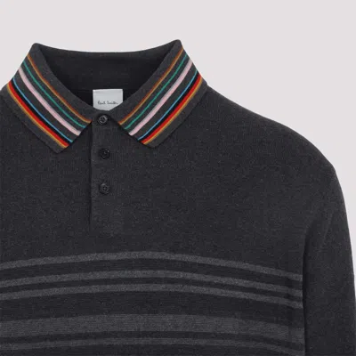 Paul Smith Striped-motif Polo Sweater In Black
