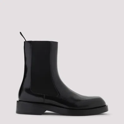 Jil Sander Leather Ankle Boots In Black
