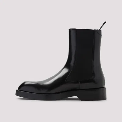 Jil Sander Leather Ankle Boots In Black