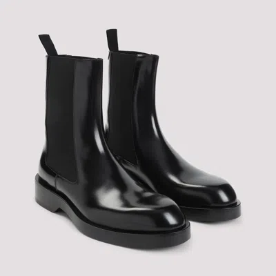 Jil Sander Leather Ankle Boots In Black