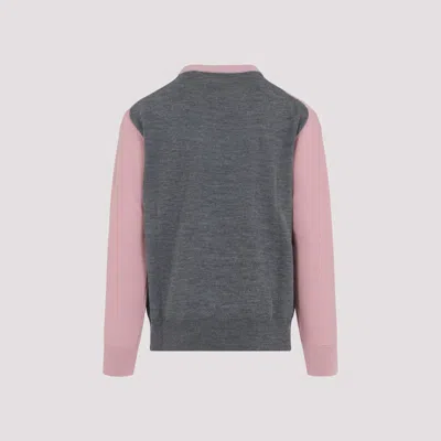 Jil Sander High Neck Color-blocked Sweater With Chevron Design In Pink