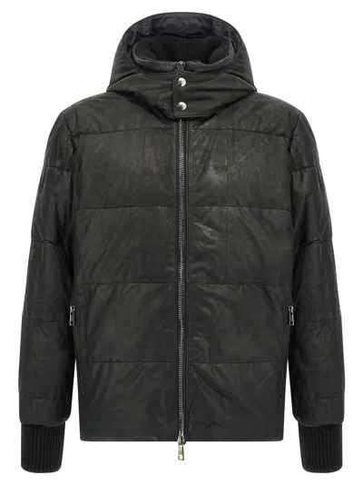 Giorgio Brato Removable Hood Down Jacket In Black